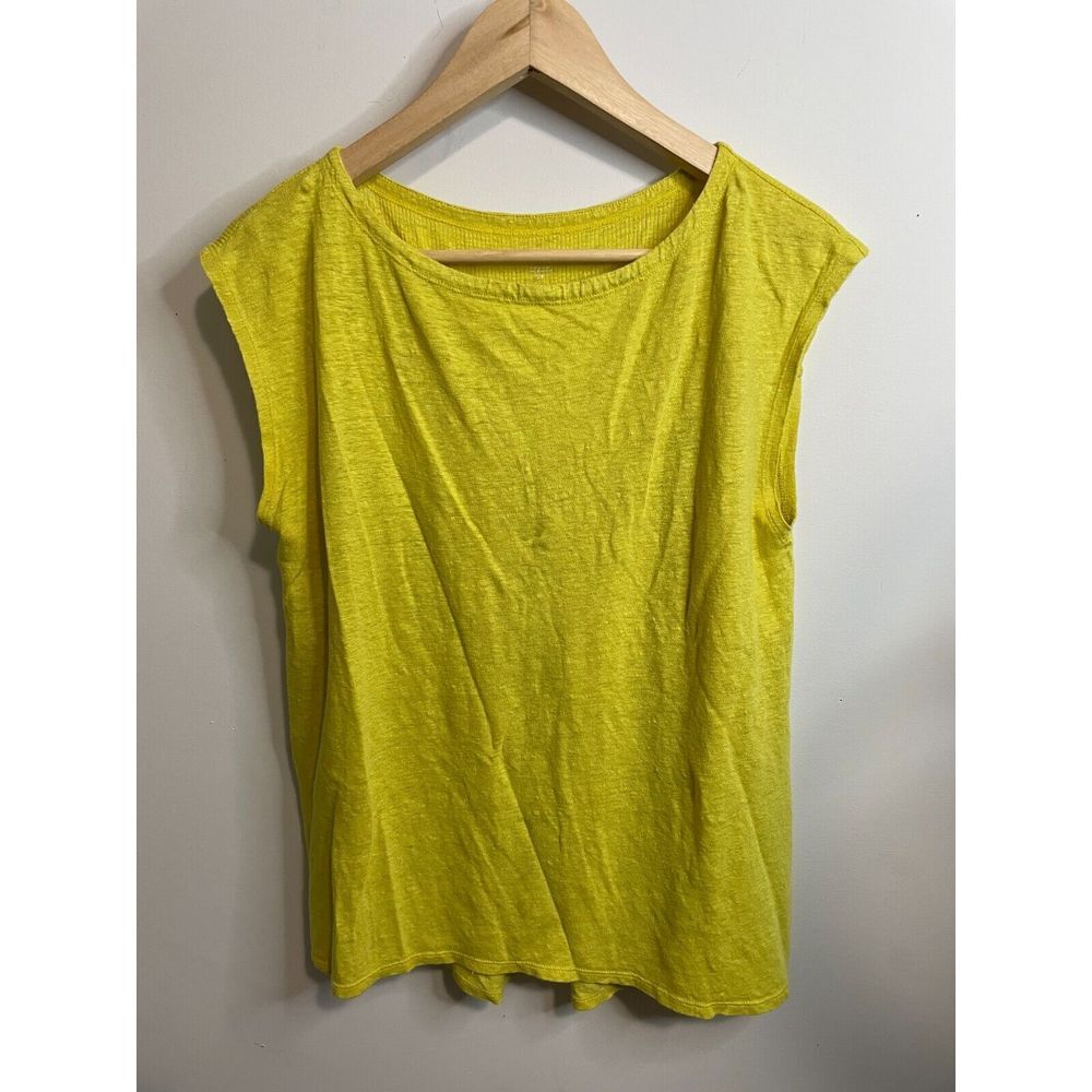 Eileen Fisher Citrus Organic Linen‎ Jersey Crew Neck Tee Top Size S/P